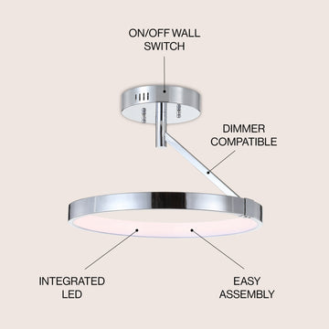 Owen 17.5" Dimmable Integrated LED Metal Semi Flush Mount - JONATHAN Y